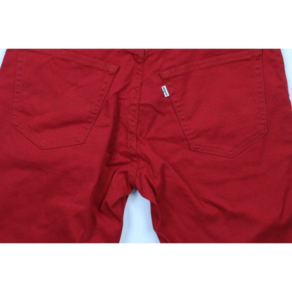 New Levis 569 Mens Size 30 Loose Fit Stretch Denim Jean Shorts Jorts Red - Picture 9 of 10